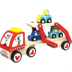 Image of Disney Mickey Mouse Wooden Car Transporter