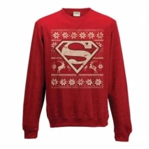 Image of Superman Unisex Medium Christmas Jumper - Red