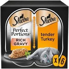 Image of Sheba Perfect Portions Trays Turkey in Gravy Adult Wet Cat Food 6 x 37.5g
