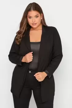 Image of Faux Leather Detail Blazer