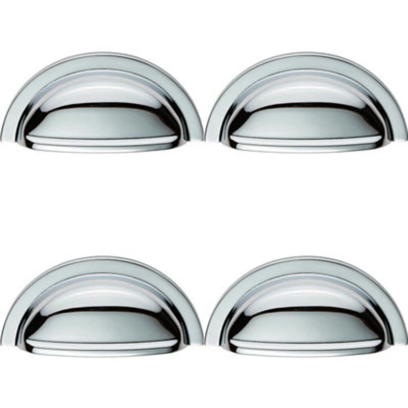 Image of Loops 4x Cabinet Cup Pull Handle 91 x 45mm 76mm Fixing Centres Polished Chrome Multi unisex