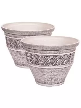 Image of Pair Heart 40Cm Washed Granite Planter