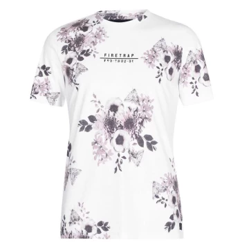 Image of Firetrap Sub T Shirt Mens - White Floral