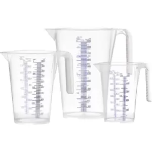 Image of PRESSOL Transparent measuring cup, set with 1 x 0.5 / 1 / 2 l each, pack of 6, PP, with scale, 3 funnels