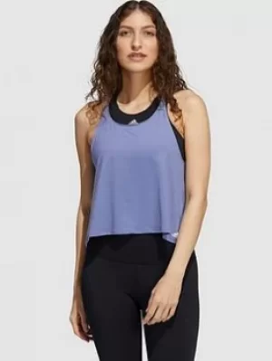 Image of Adidas Yoga Crop Tank Top, Violet, Size XS, Women