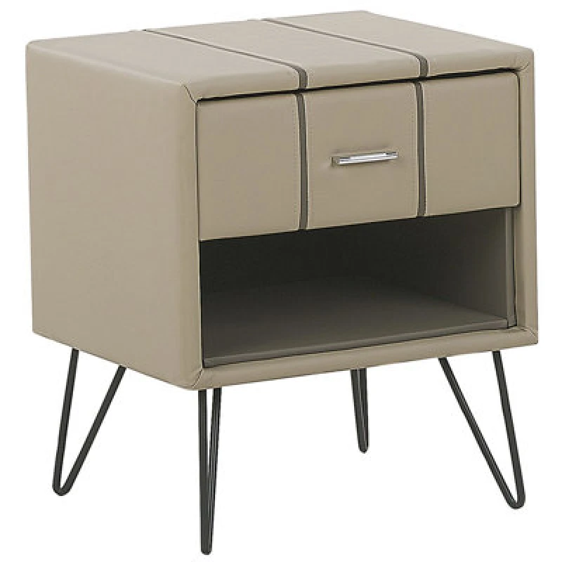 Image of Beliani Bedside Table Betin Faux Leather Beige