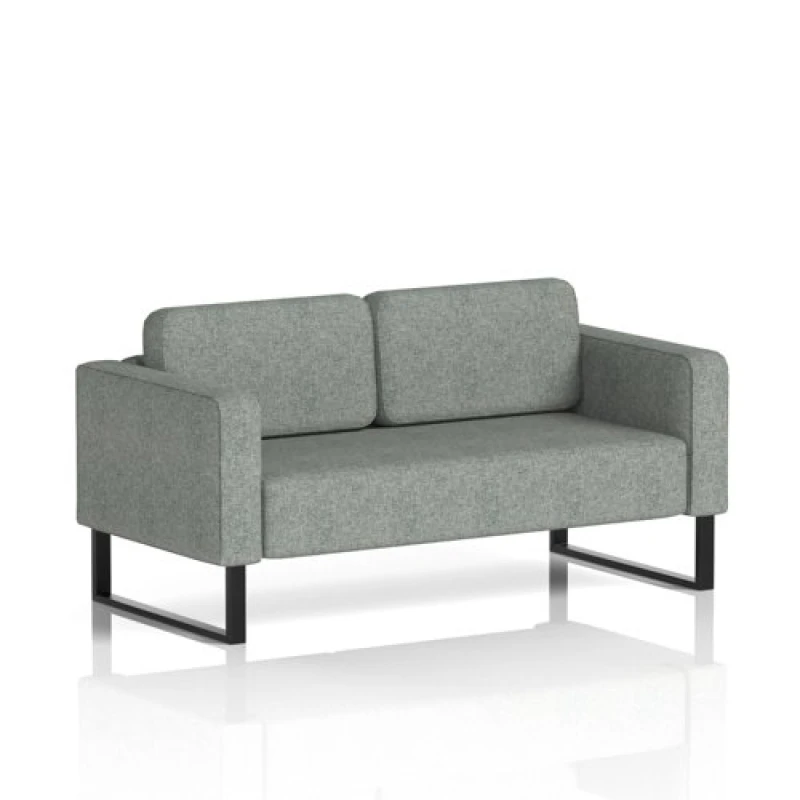 Image of Brixworth Office Sofa 2 Seater with Black Legs in Rivet Fabric - Prime
