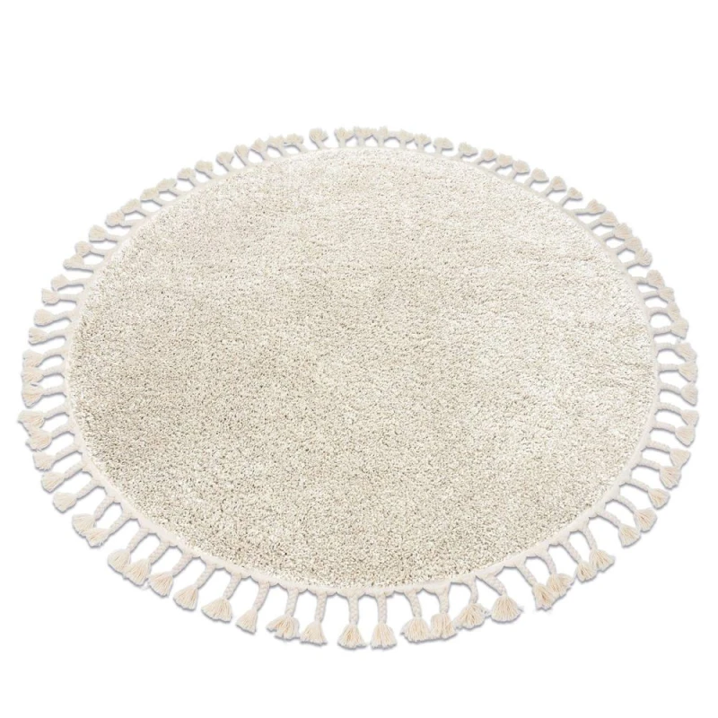 Image of RUGSX Carpet berber 9000 circle cream Fringe Berber Moroccan shaggy beige round 160cm GR3864