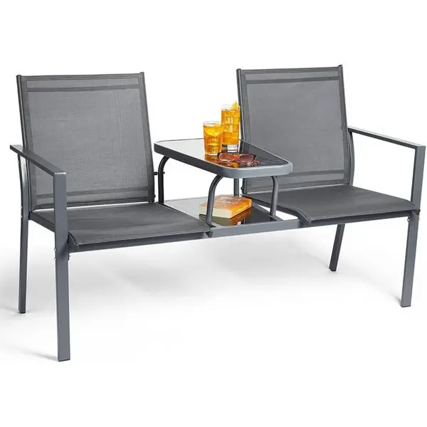 Image of VonHaus Textoline Loveseat - Grey One Size