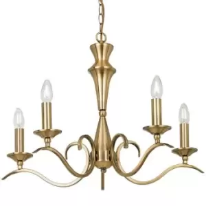 Image of Hanging Flush Ceiling Pendant 5 Light ANTIQUE BRASS Chandelier Lamp Bulb Holder