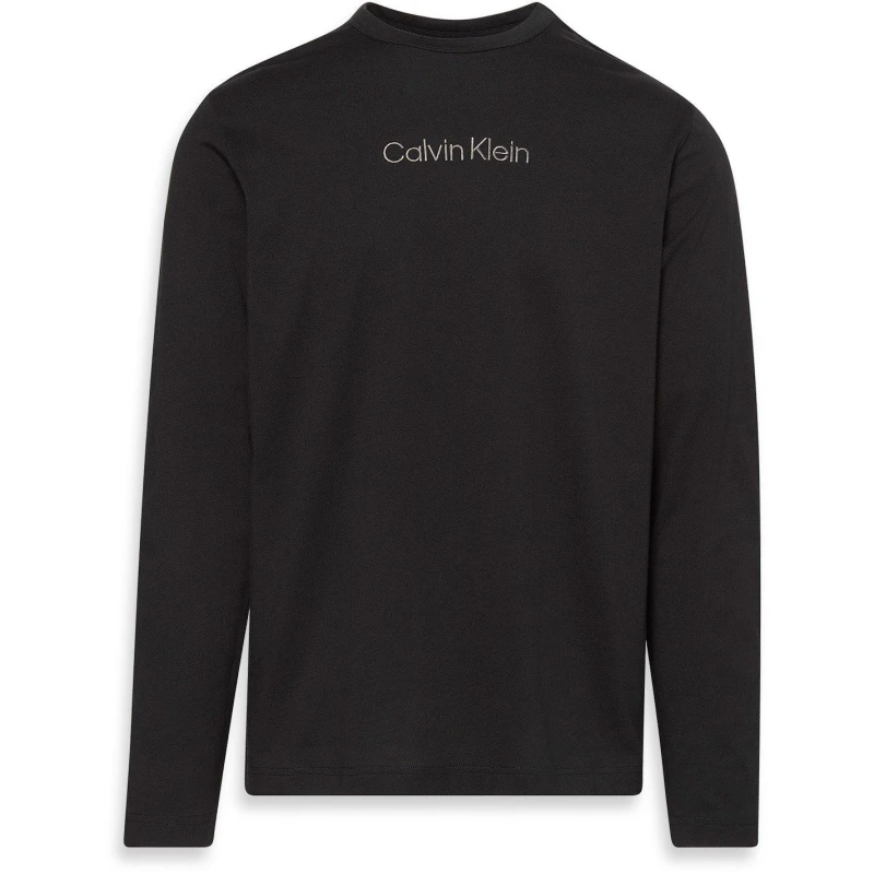 Image of Calvin Klein Mens Crew T Long Sleeve T-Shirt Black male L