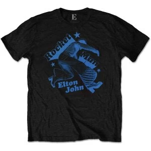 Image of Elton John - Rocketman Jump Mens Medium T-Shirt - Black