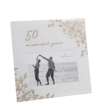 Image of 6" x 4" - AMORE BY JULIANA Gold Floral Frame - 50 Years