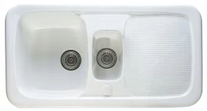 Image of Wickes Farmhouse 1.5 Bowl Kitchen Ceramic White Sink
