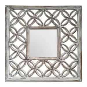 Image of 88cm Square Wall Mirror in Antique White