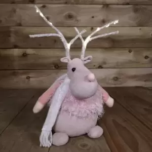 Image of 52cm Battery Operated Plush Pink Christmas Reindeer with LED Lit Antlers