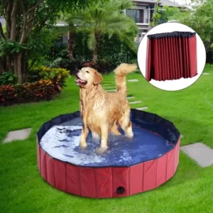 Image of Pawhut Φ140 x 30H cm Pet Swimming Pool-Red