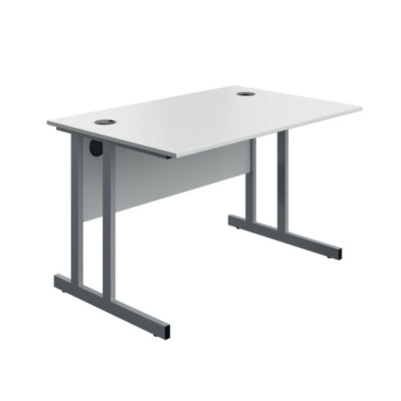 Image of Serrion Twin Upright Desk 1200x800x730mm White/Silver KF800273