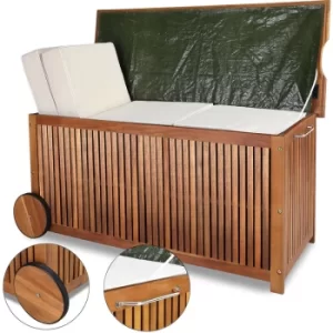 Image of Wooden Storage Box with Wheels 117cm Acacia