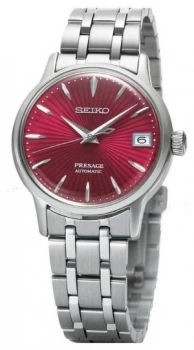 Image of Seiko Presage Womens Automatic Red Dial Stainless Watch