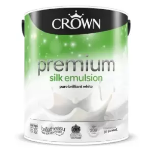 Image of Crown Breatheasy Pure Brilliant White - Silk Emulsion Paint - 5L