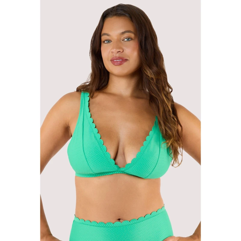 Image of Peek and Beau Jade Green Scallop High Apex Triangle Bikini Top Jade Green female 18D/DD