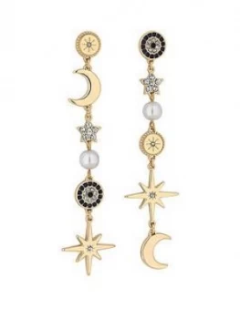 Image of Mood Gold Plated Celestial Star And Moon Drop Earrings