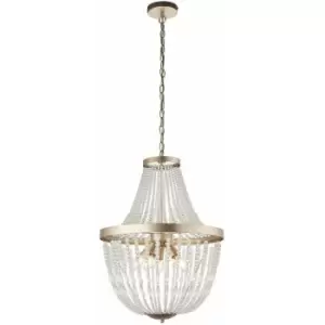 Image of Hanging Ceiling Pendant Light Rose Gold & Glass Beads Modern Round Lamp Shade