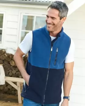 Image of Cotton Traders Rambler Panelled Fleece Gilet in Blue