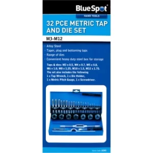 Image of BlueSpot 22301 32 Piece Metric Tap And Die Set