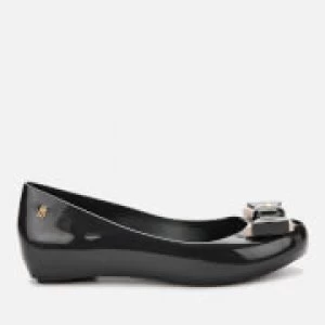 Image of Vivienne Westwood for Melissa Womens Ultragirl Bow Orb Ballet Flats - Black Contrast - UK 6
