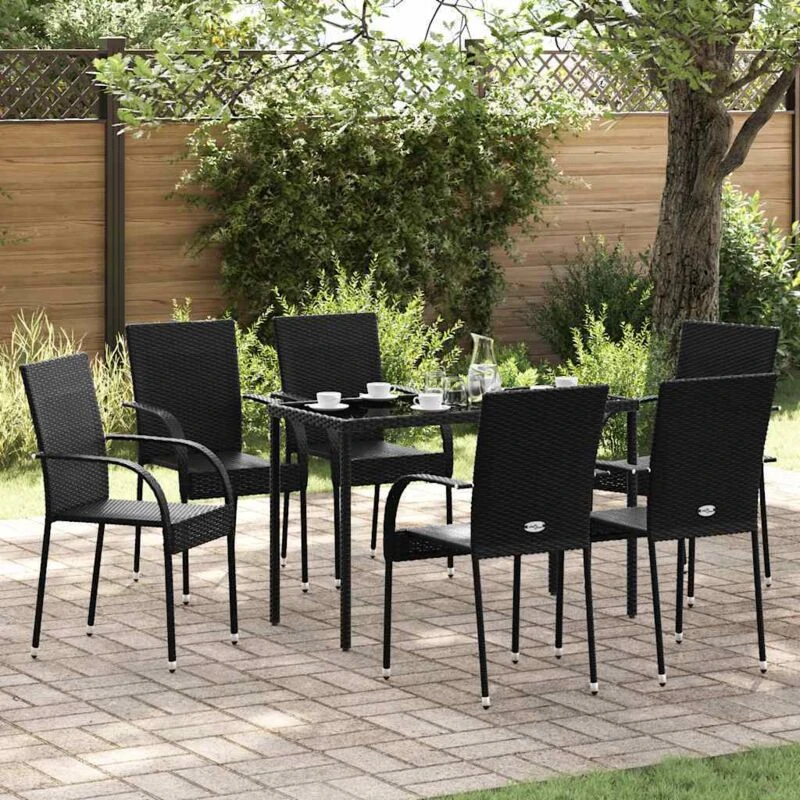 Image of VIDAXL Stackable Outdoor Chairs 6 pcs Poly Rattan Black Vidaxl 8720286055083