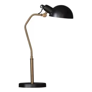 Image of Largo Task Table Lamp Satin Black, Aged Brass Paint