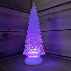 Image of 32cm Snowtime Dual Power LED Christmas Glitter Water Spinner Colour Changing Tree