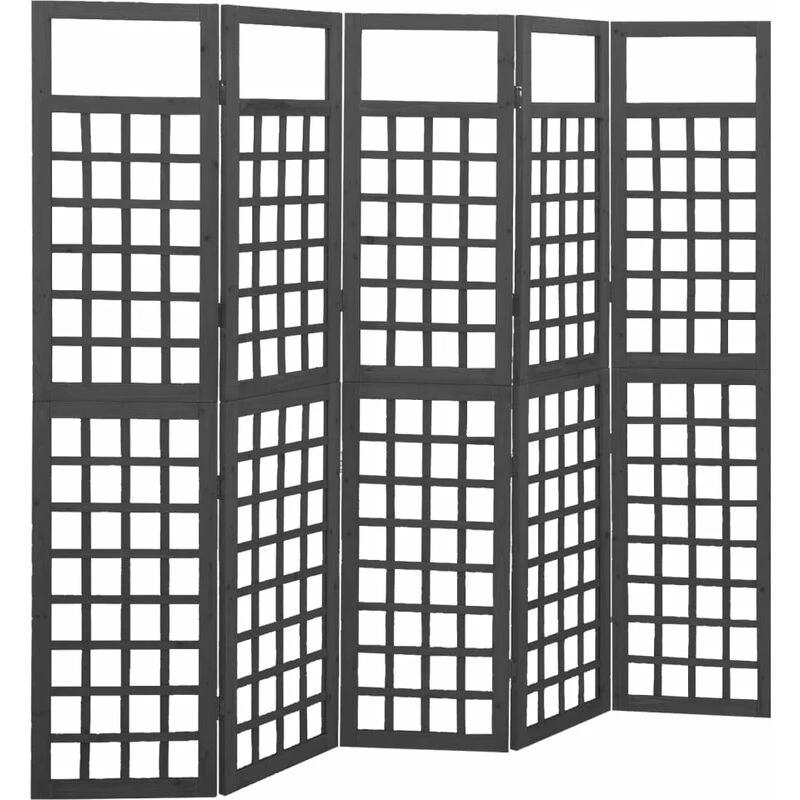 Image of VIDAXL 5-Panel Room Divider/Trellis Solid Fir Wood Black 201.5x180cm Vidaxl 8720286452677