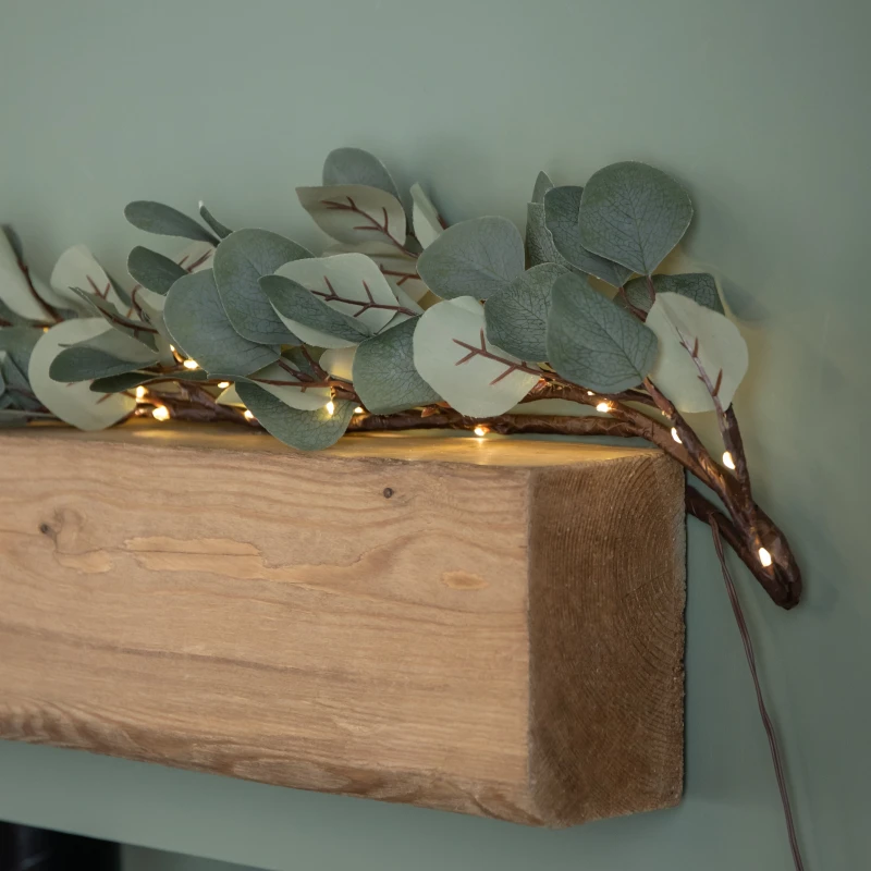 Image of 1.8m Eucalyptus Christmas Garland with 130 Warm White LEDs
