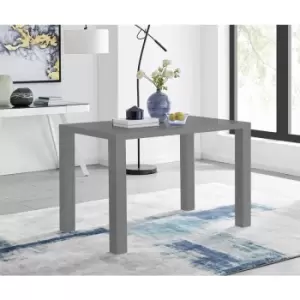 Image of Furniturebox Pivero Rectangular 4 Seater Grey High Gloss Dining Table for Simple Elegant Minimalist Style Dining Room