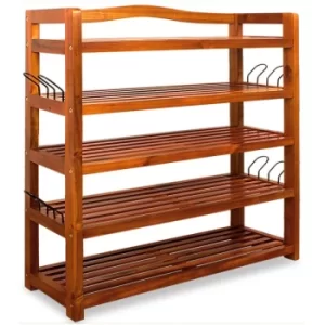Image of Wooden Shoe Rack 5 Tier Storage Cabinet Wood Shelf for Hallway Large Furniture Organiser Unit Brown Cupboard Racks