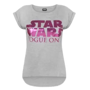 Image of Star Wars Womens/Ladies Rogue One Dipped Hem T-Shirt (XL) (Grey/Pink)
