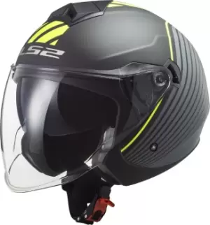 Image of LS2 OF573 Twister Luna Jet Helmet, black-silver, Size S, black-silver, Size S