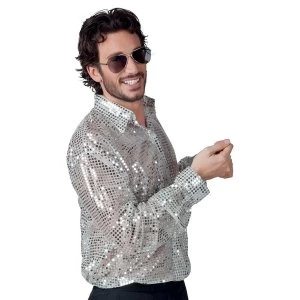 Image of Disco Shirt with Sequins Silver Medium