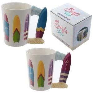 Image of Fun Beach Themed Surf Board Shaped Handle Ceramic Mug (1 Random Supplied)