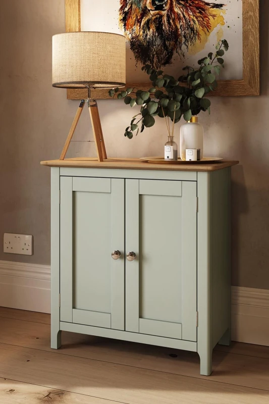 Image of FWStyle FWStyle Sideboard Oak Veneered Top 2 Large Doors Sage Green Finish Green One Size Unisex 5056413124906