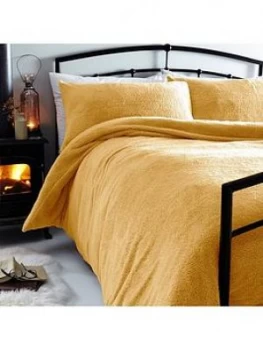 Image of Silentnight Teddy Fleece Duvet Cover Set - Ochre