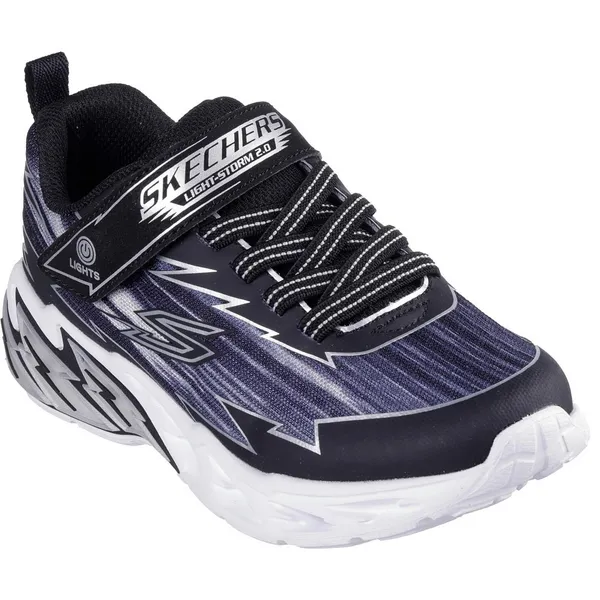 Image of Skechers Boys Light Storm 2.0 - Bolt-Brights Trainers UK Size 2 (EU 35) Black Grey SKE2375-BKGY-2