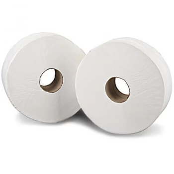 Image of 2Work White Jumbo 2 Ply Toilet Roll 410 Metre Pack of 6 KF03810
