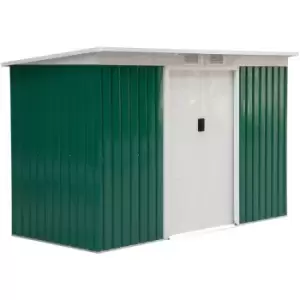 Image of Outsunny - 9 x 4FT Outdoor Garden Storage Shed w/ 2 Door Galvanised Metal Green