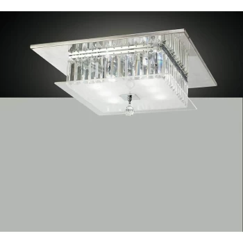 Image of Tosca square ceiling light 6 Bulbs polished chrome / glass / crystal