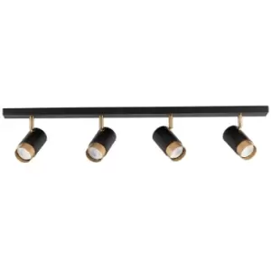 Image of Netlighting Merano Knoxville 4 Light Ceiling Spotlight Bar Sandy Black, Gold Alu