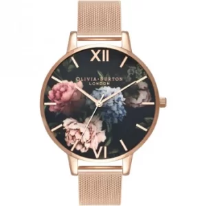 Image of Dark Bouquet Black Rose Gold Mesh Watch